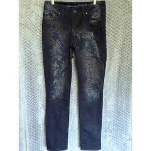 Faded Glory Premium Indigo Skinny Raised Ombre Paisley Design Sz 10 Retro Y2K